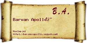 Barvan Apolló névjegykártya